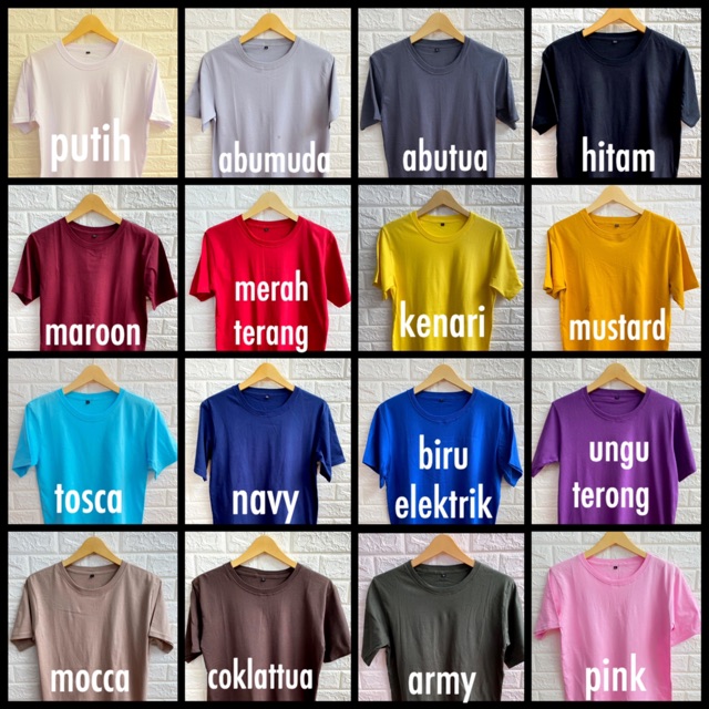 KAOS POLOS A COTTON COMBED 30S BASIC TEE KATUN UNISEX MURAH O NECK OBLONG GROSIR ABG CASUAL DISTRO