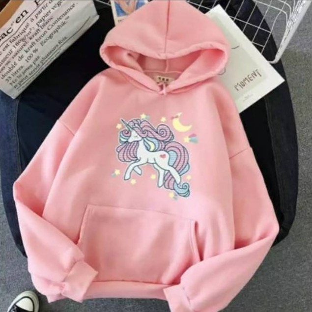 Terbaru!!! Sweater hoodie wanita unicorn/BAHAN babyterry ukuran all size-1