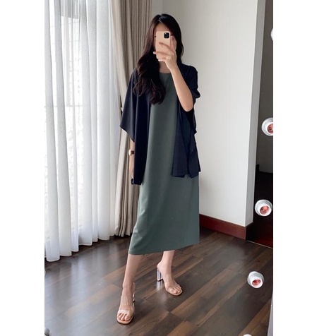 laura dress 115 cm loose dress inner dress casual dress santai  light grey dll