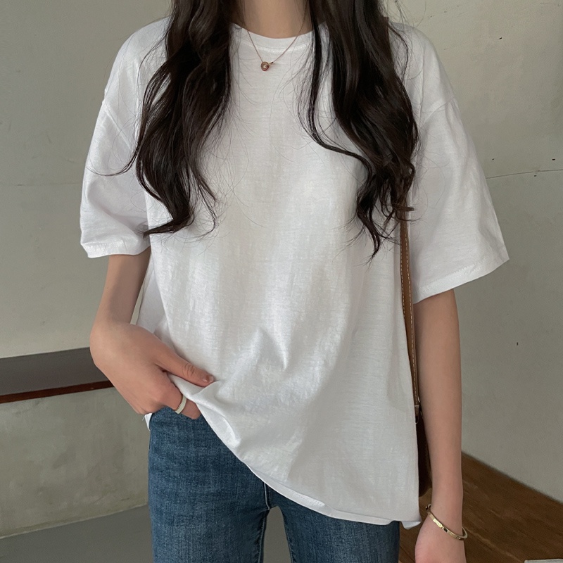 [chaoo.id] korean style atasan wanita/atasan warna putih/baju atasan Loose wanita /atasan kaos atasan wanita/Printed T-shirt/ kaos atasan baggy wanita