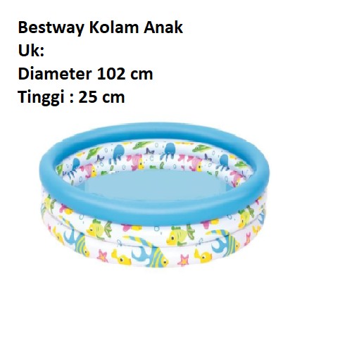 Bestway 51009 Kolam Ocean life [122cm x 25cm] / Kolam Renang Anak / Kolam mandi anak - BS