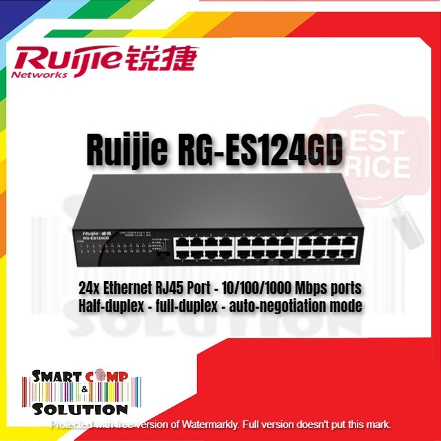 Switch Desktop Unmanaged 24 Port GIGABIT - Ruijie RG-ES124GD RGES124GD