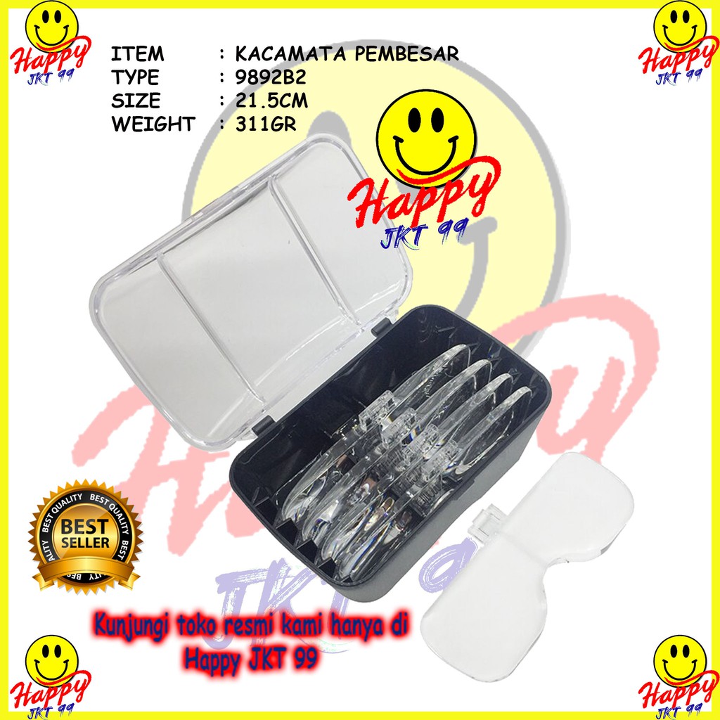 [ HAPPY JKT 99 ] HELM KACAMATA PEMBESAR REPARASI JAM 5X MAGNIFIER 2 LED 9892B2 ORIGINAL