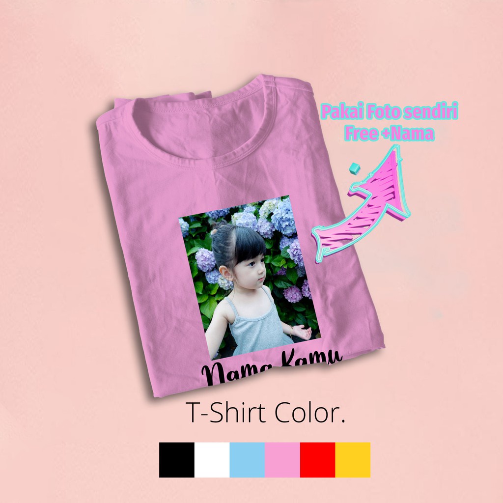 Kaos FOTO ANAK DAN NAMA  Tanpa Frame 1-12 Tahun