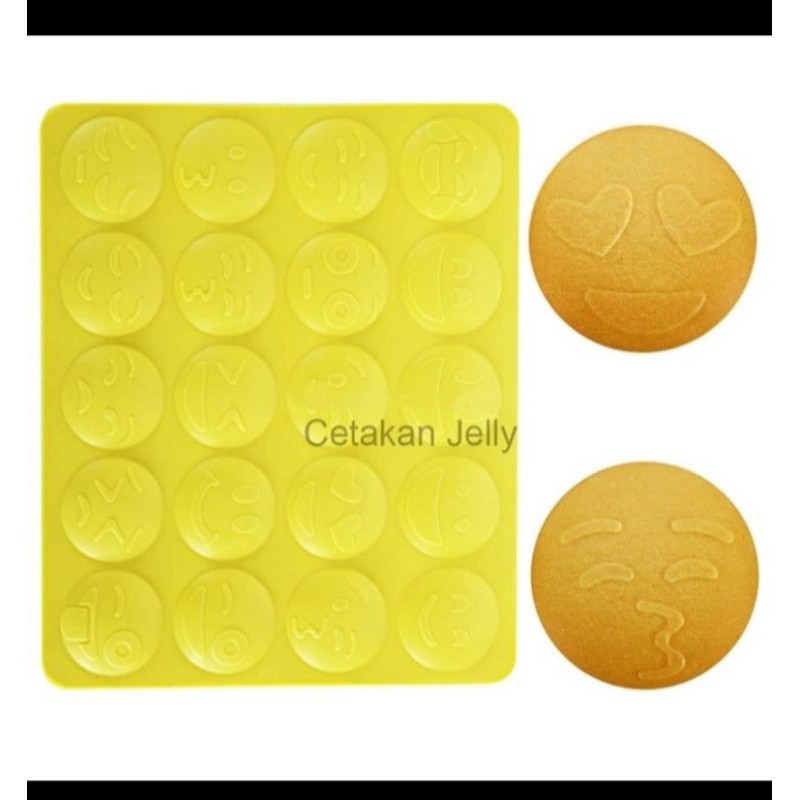 Loyang cetakan jelly puding kue kering cookies silikon silicone face emoji emoticon wajah