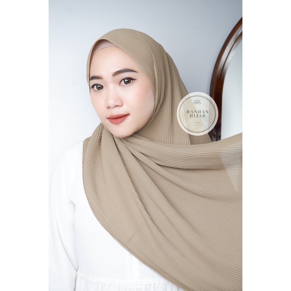 PLEATED SHAWL / PASHMINA FULL PLISKET-Beige