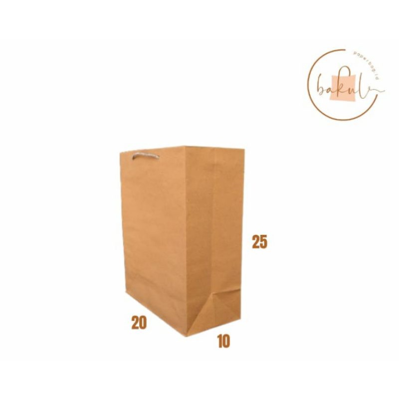 

(ISI 12) PAPERBAG COKLAT POLOS TAS KERTAS SOUVENIR 20X10X25 SHOPPING BAG