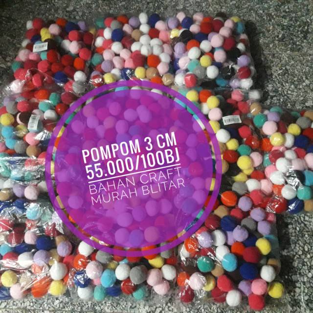 Pompom 3 cm isian 100bj