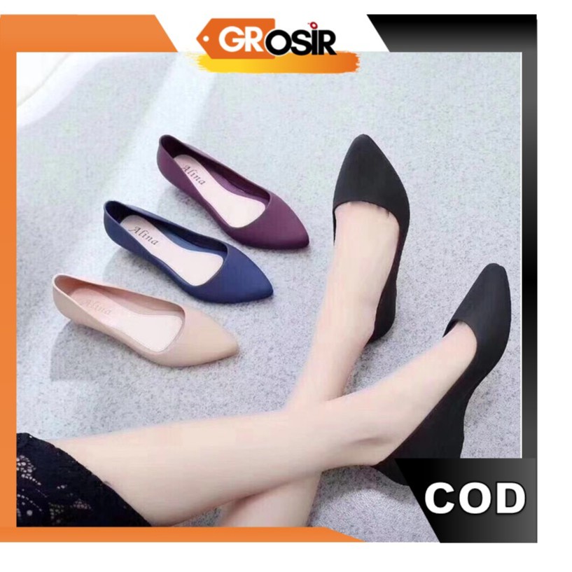Grosir F540 Sepatu  Flatshoes Karet  Wanita  Termurah 