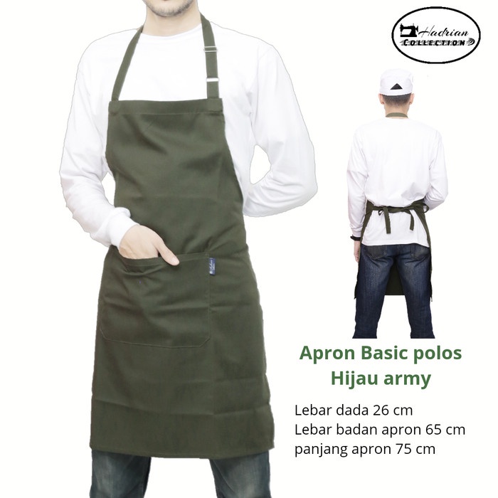 Celemek Apron Celemek Masak Celemek Pria & Wanita Hijau Army