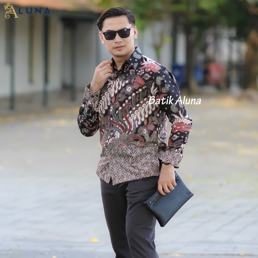 KEMEJA BATIK PRIA LENGAN PANJANG PREMIUM REGULAR MODERN BATIK ALUNA PCW 003