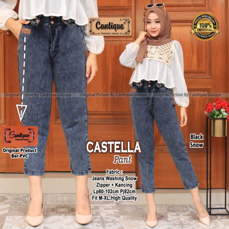 Castella pant celana jeans wanita snow by cantique