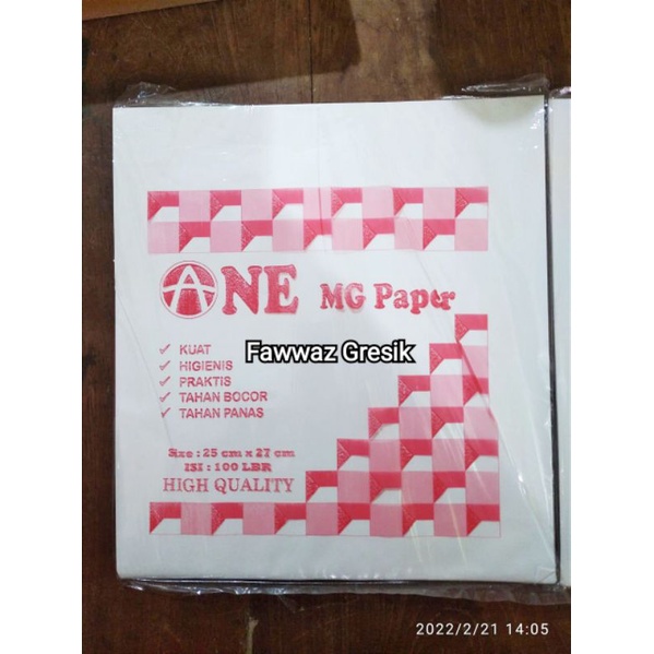 Kertas Nasi Putih 25x27 cm - Kertas Bungkus Nasi Kertas KFC - McD - Kertas BURGER - KEBAB 100 Pcs