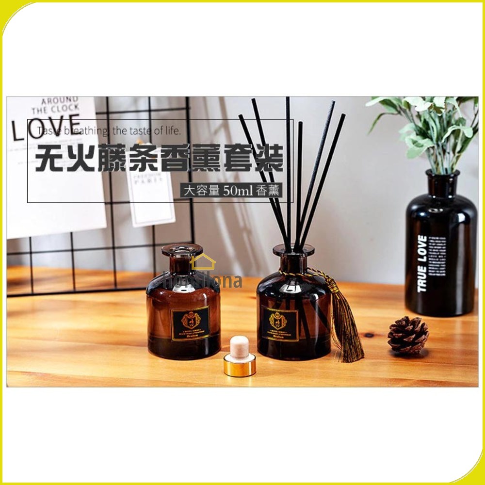 Pengharum Ruangan Reed Diffuser Stik Lidi Rotan Pewangi Parfum Rattan Sticks - Royal Didi DF-167 50ml Aroma Lavender Lemon Sandalwood Hilton