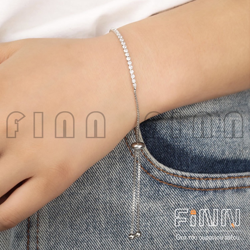 Gelang Serut Adjustable Wanita Imitasi Fashion Berlian Imitasi
