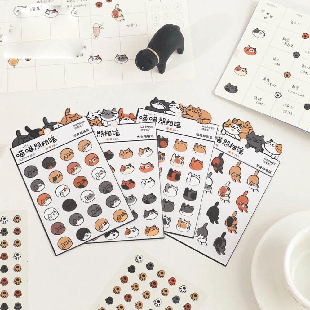 Mxbeauty Basic Stiker Stationery Sticker Kreativitas DIY Scrapbooking Meow Foto Studio Seri Handbook Idol Card Decor Bahan Sticker