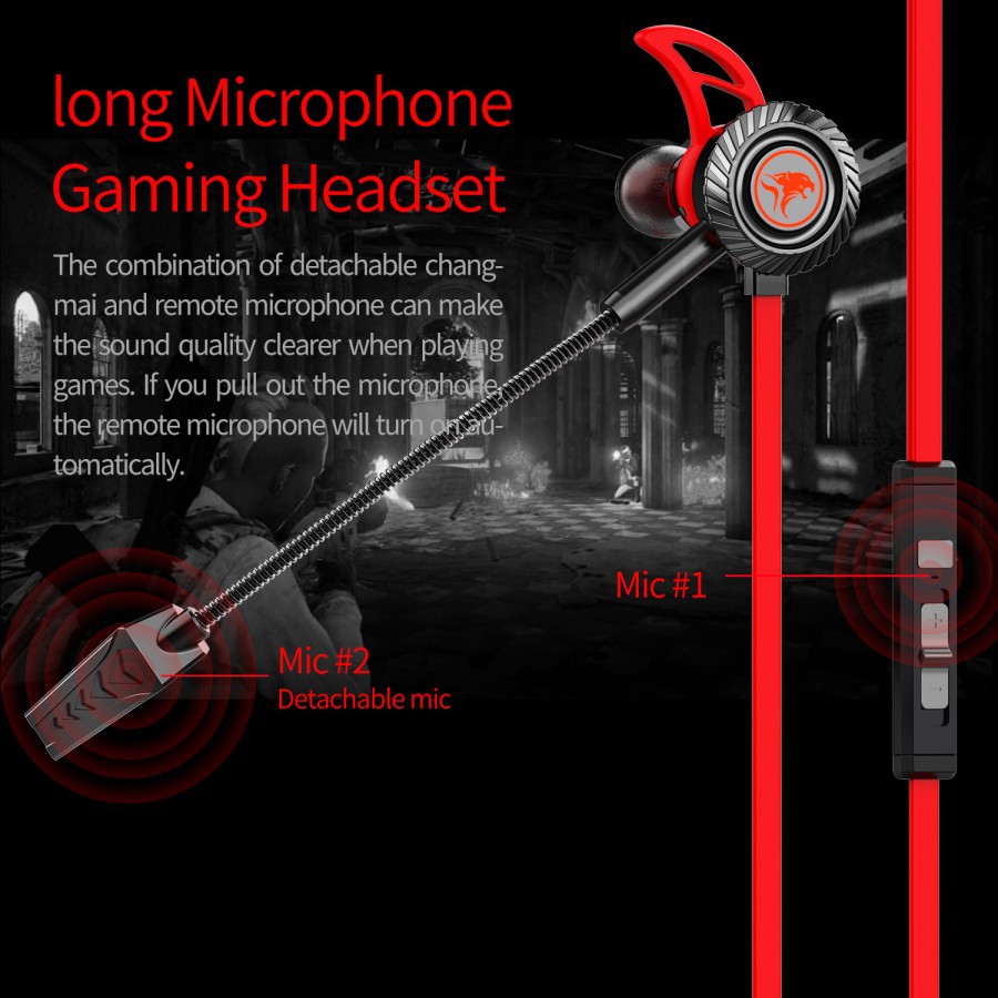 Headset Gaming Plextone XMOWi RX1 Dual Microphone Detachable HD Mic Earphone Gaming