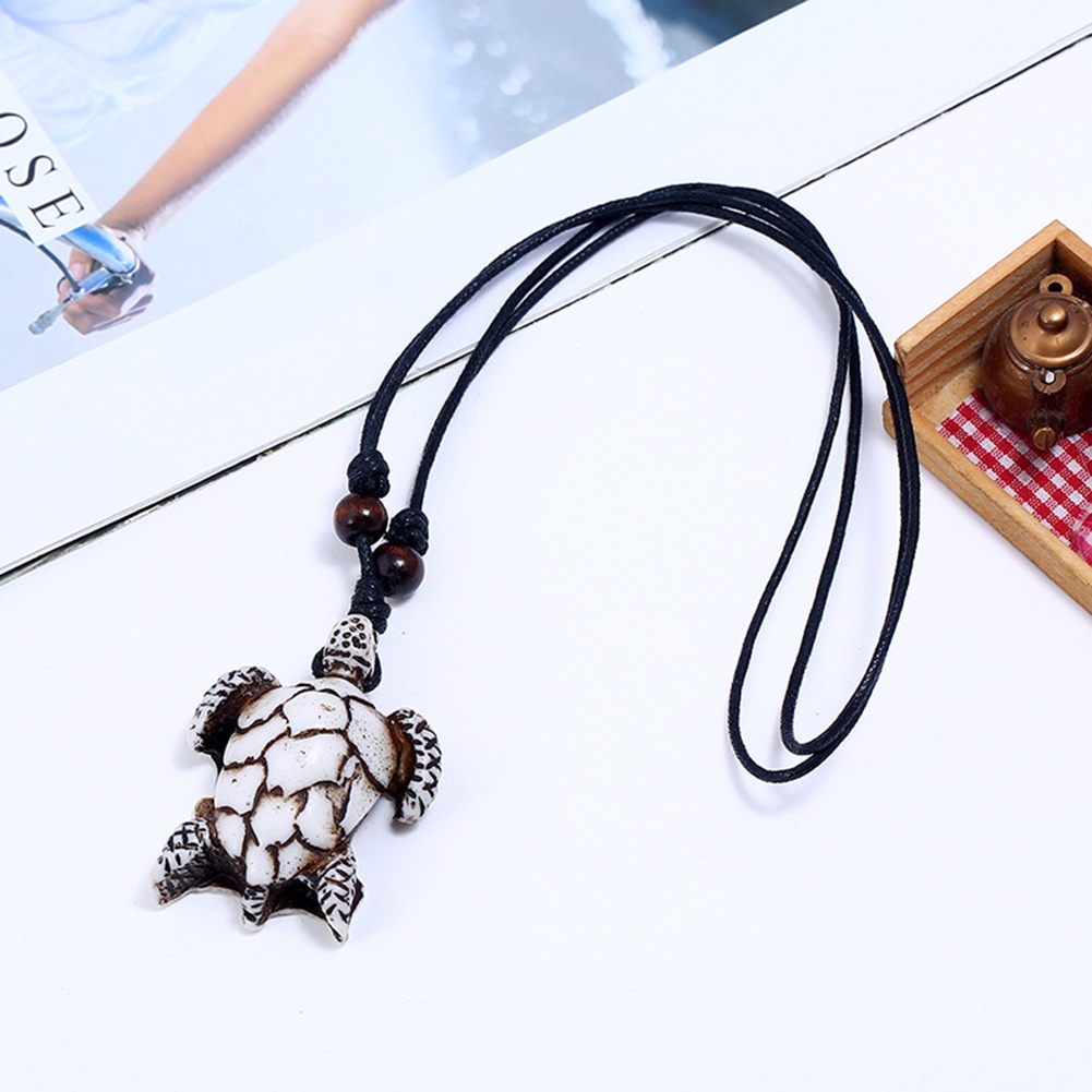 Hu Hu Hu Hu Hu Alat Bantu Pasang Kacamata♡ Kalung Tali Adjustable Dengan Liontin Kura-Kura Bahan Resin Gaya Vintage Untuk Pria