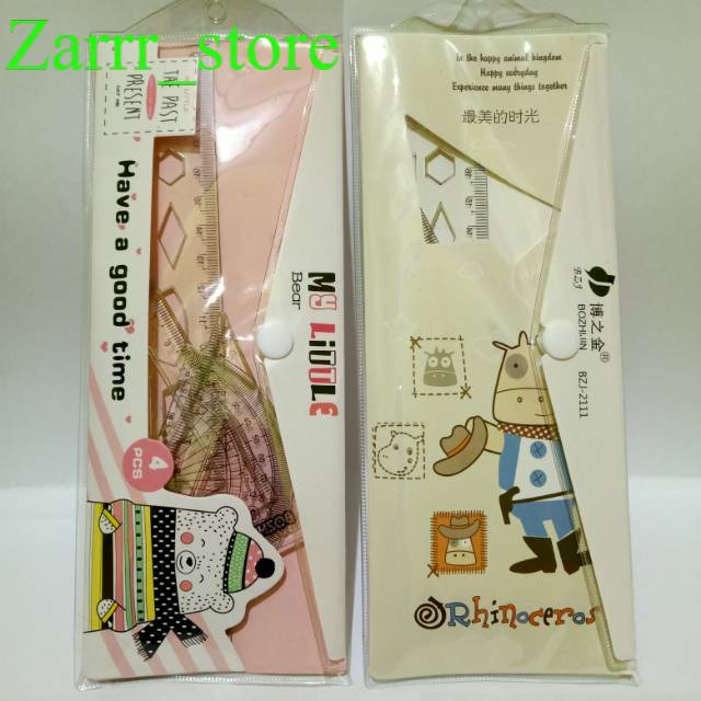 

4 PCS 1 SET Penggaris Set Karakter Lucu 4 in 1 20 Cm