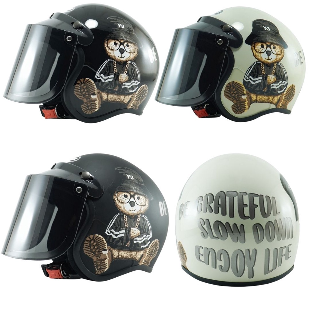 Helm Bogo Dewasa Motif BEAR Helm Retro Terbaru Lucu SNI