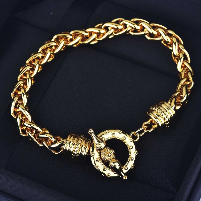 European and American Vintage Engraving Buckle Chain Bracelet