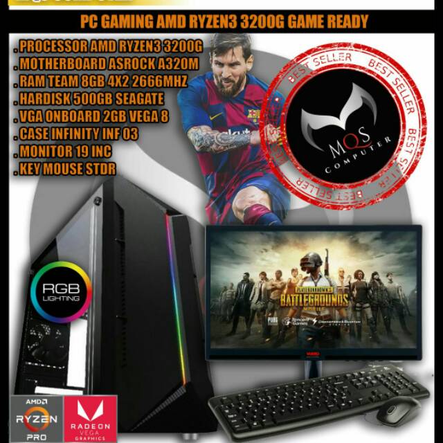 PAKET MURMER PC GAMING RYZEN 3 SET MONITOR