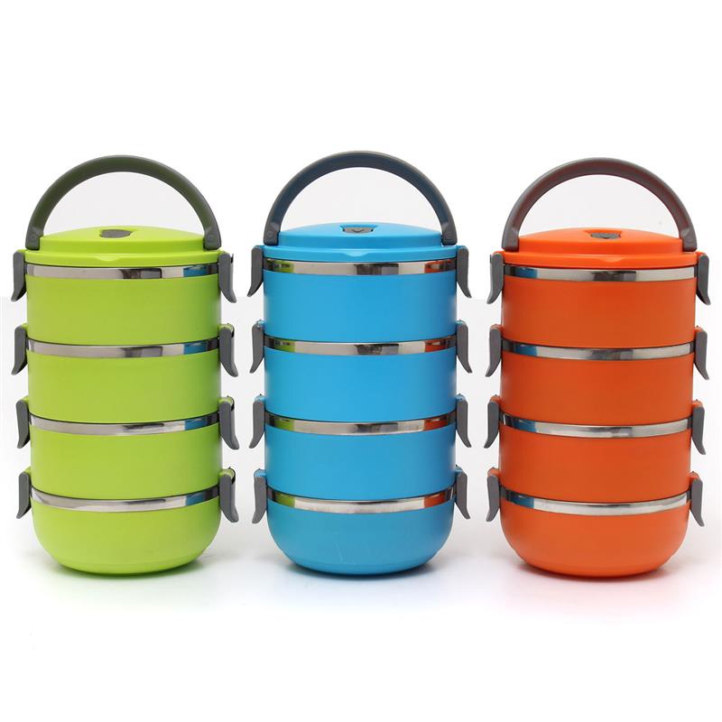 *COD* Lunch Box Rantang 4 Susun Polos - Doubel Stainless Steel - Bagus