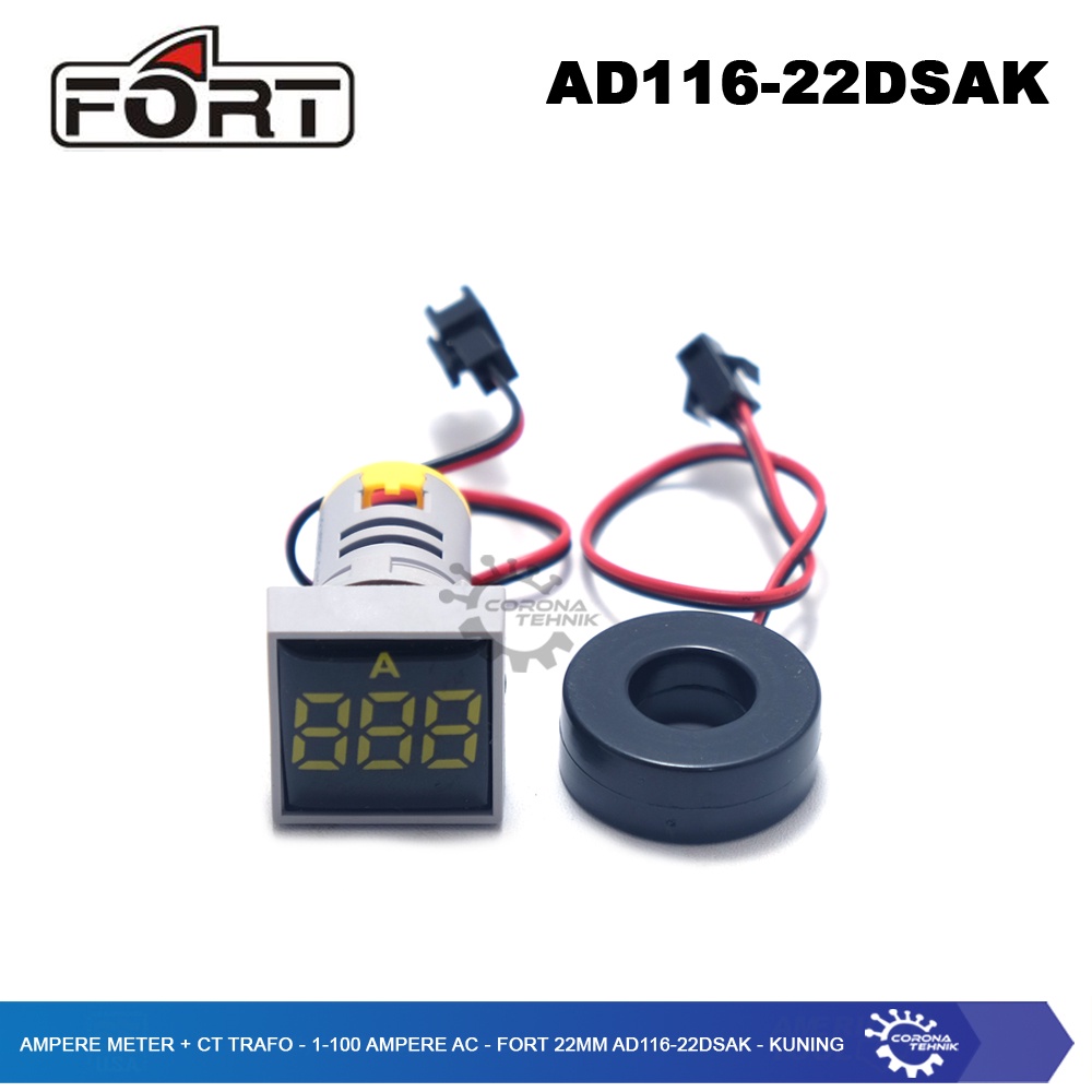 FORT  - Ampere Meter + CT Trafo - 1-100 Ampere AC - 22mm AD116-22DSAK