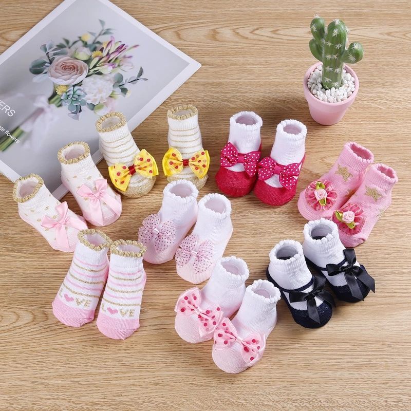 Kaos kaki bayi perempuan renda pita bunga baby girl socks