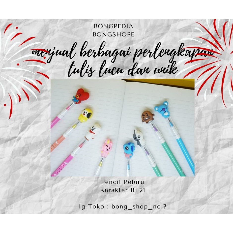 

Pencil Peluru Karakter BT21|Pensil BT21|Pensil BT21 Unik