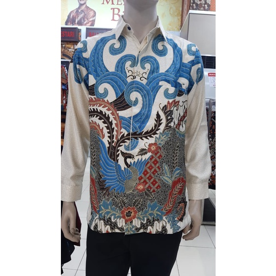 Bali Lestari |Batik Dobby Putih Pria Lengan Panjang
