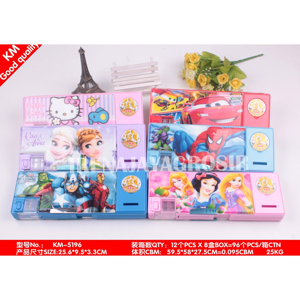 

PENCIL BOX CASE CELENGAN MOTIF HELLO KITTY CINDERELLA ELSA ANNA