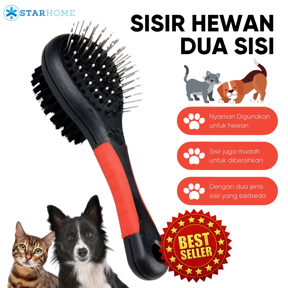 Sisir Combo Anjing dan Kucing Sisir Bulu Rontok Combo Dog Cat Brush Sisir Kucing Anjing 2 in 1