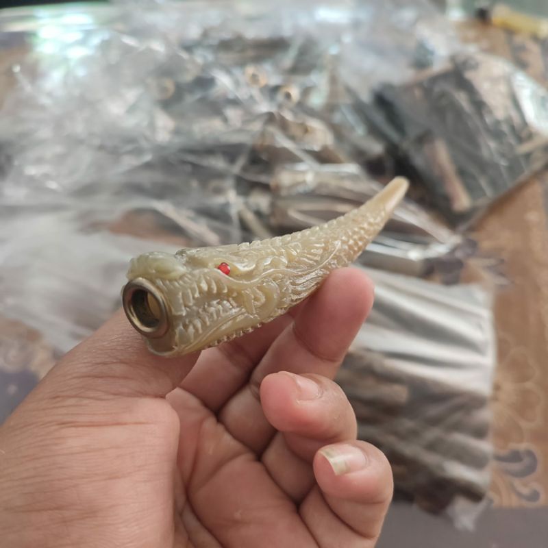 sedotan 0nce tanduk kerbau ukir naga