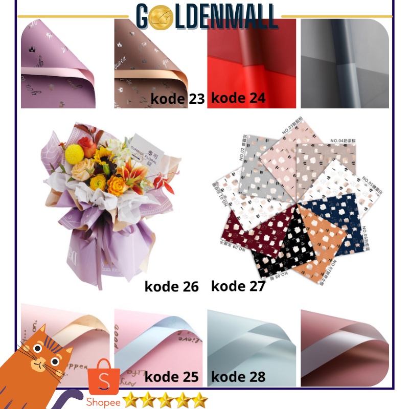 Kertas Buket Flower Wrapping / Paper Cellophane Waterproof Hand Buket (ECER) Kertas Kado 6023 6024 6025 6026 6027 6028