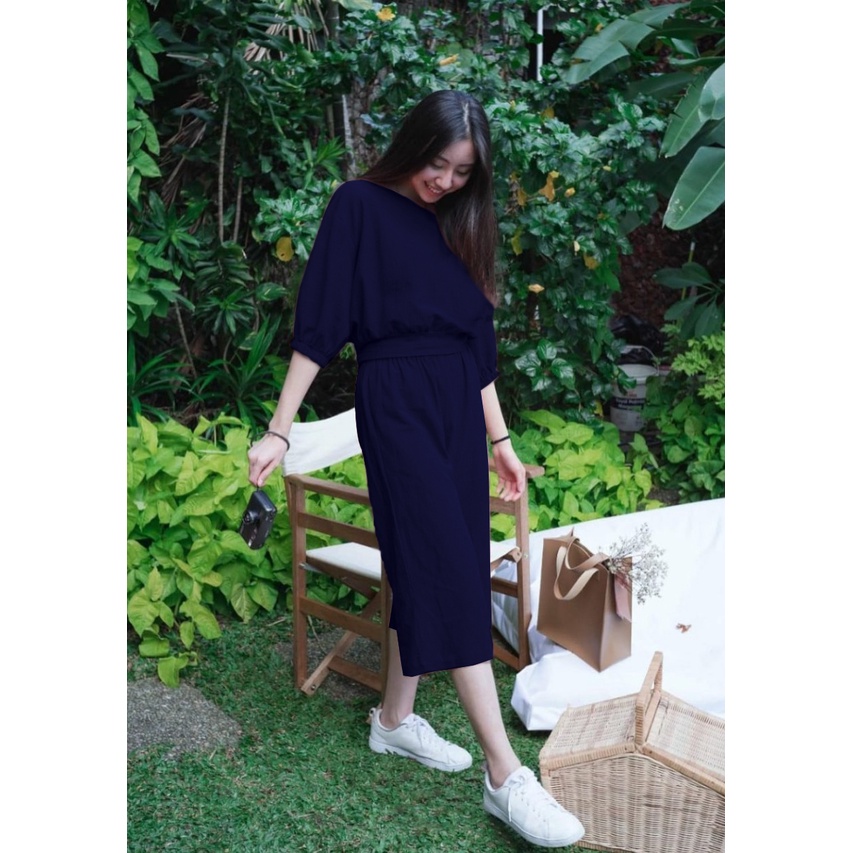 SET NOVA - Setelan Wanita Premium (baju dan celana) allsize fit to XL- Hk-21-Navy Blue
