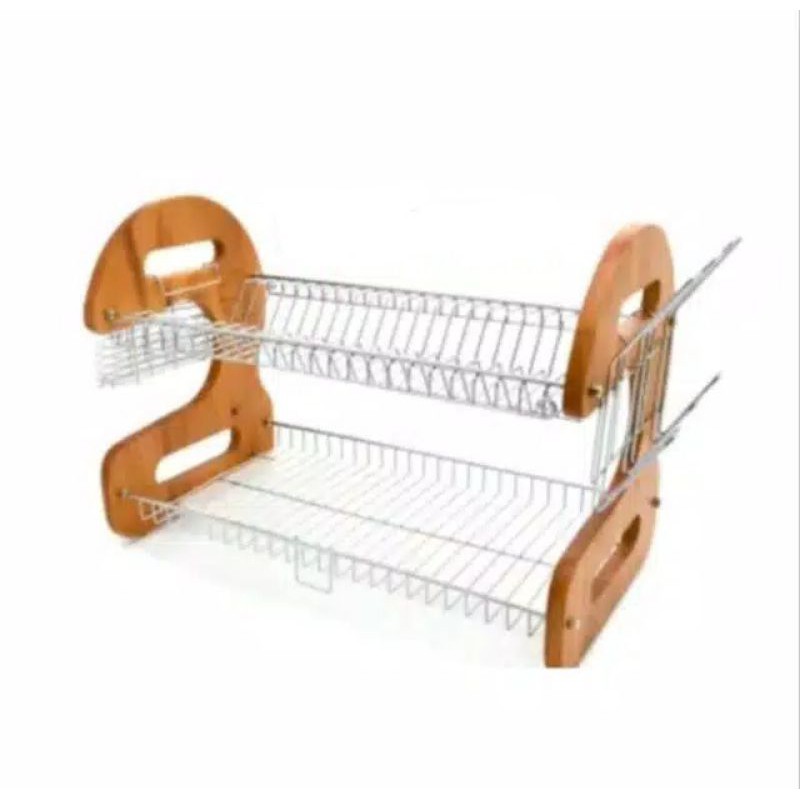 Rak Piring Kayu Light Cherry