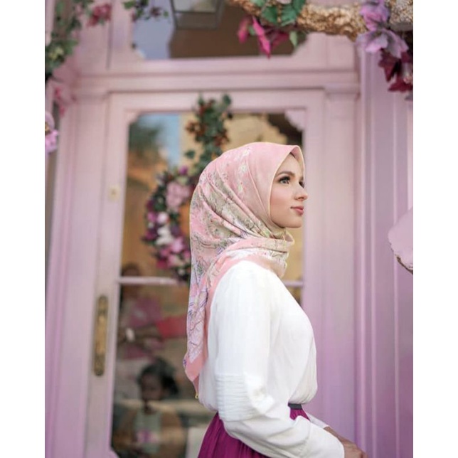 SALE HIJAB / BS PINK  / COD / KERUDUNG VOAL MOTIF / SEGI EMPAT VOAL / JILBAB TERBARU / LASER CUT