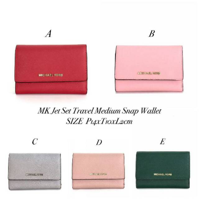 Michael Kors Jet Set Travel Medium Snap Wallet dompet original authentic asli