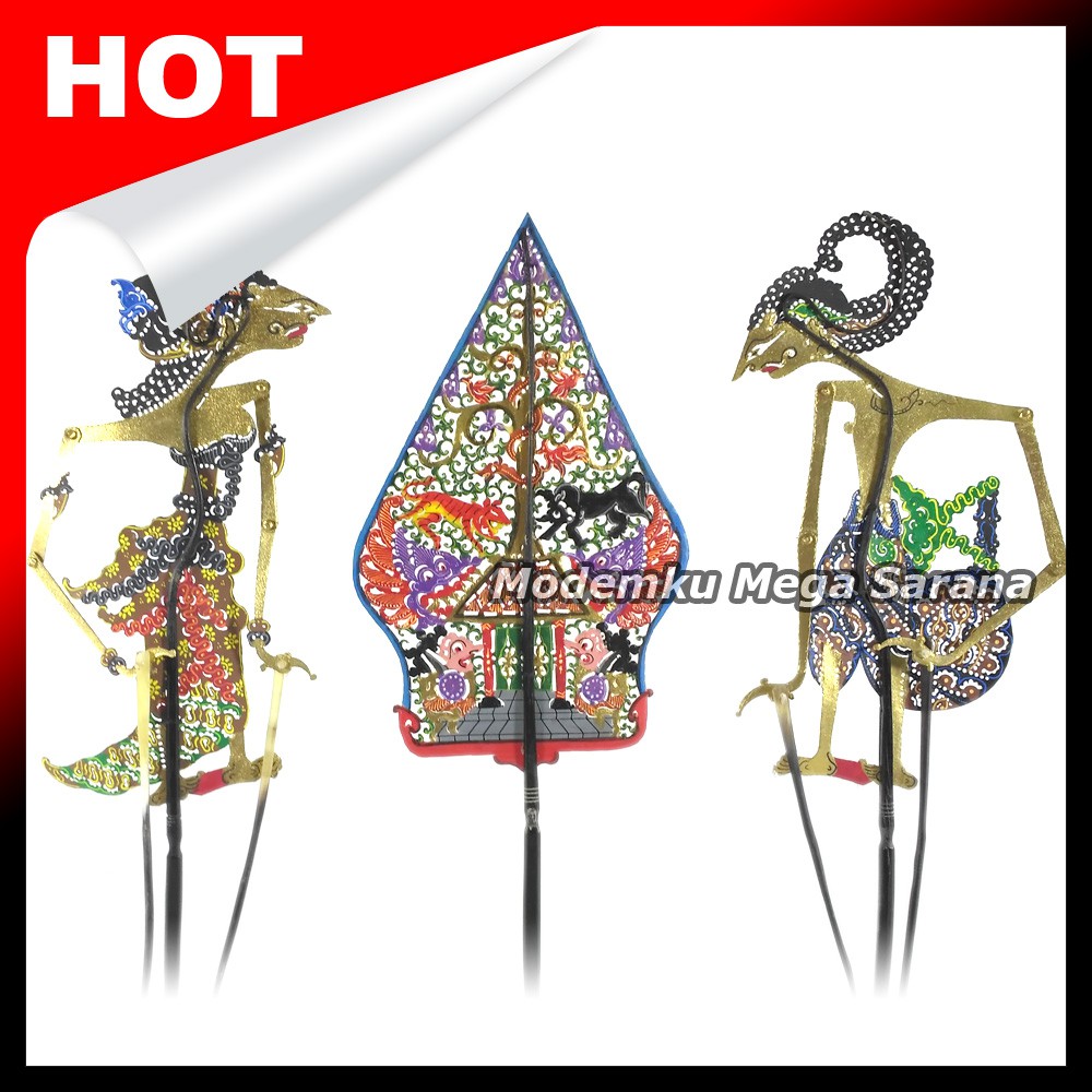 Miniatur Wayang Kulit Mini Super Halus 20 Cm Arjuna Srikandi