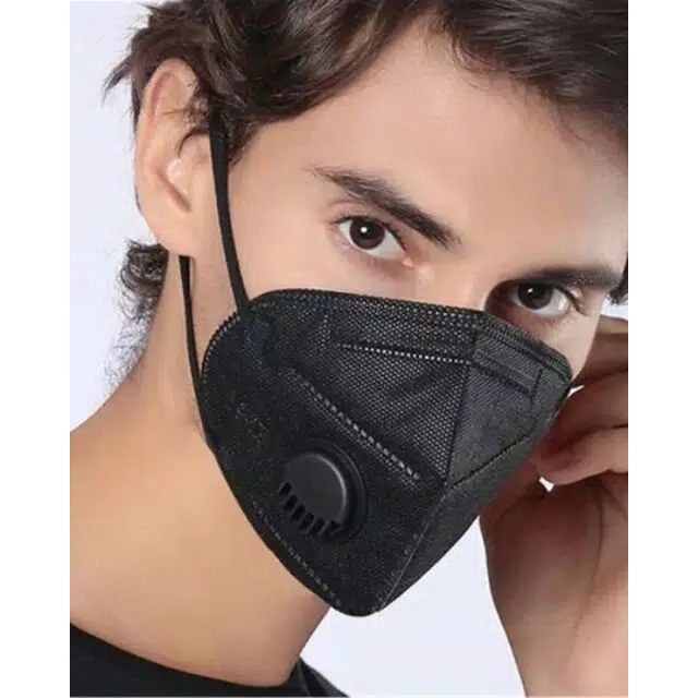MASKER KN95 RESPIRATOR HITAM 1PAK ISI 10PCS