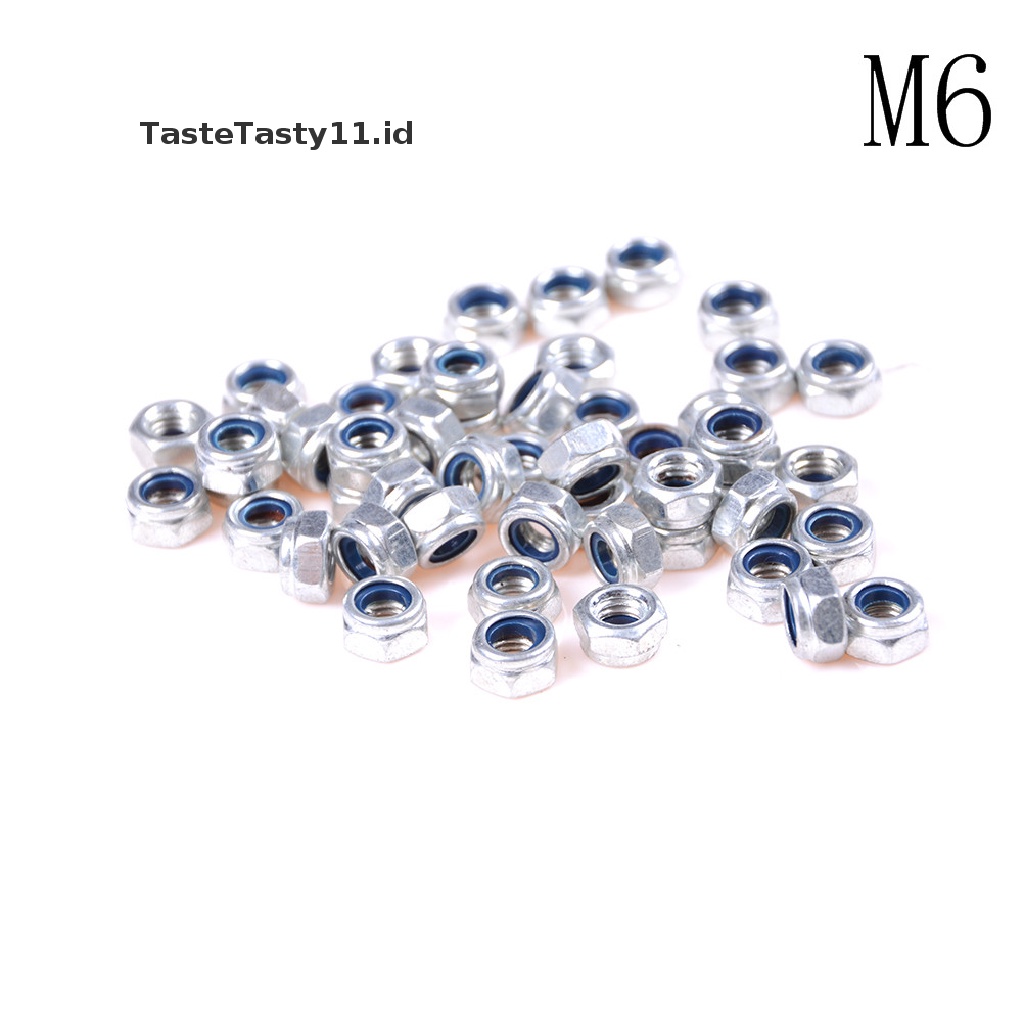 50 Pcs Din985 M3 M4 M5 M6 Galvanized Nut Locking Self-Locking Bahan Galvanized