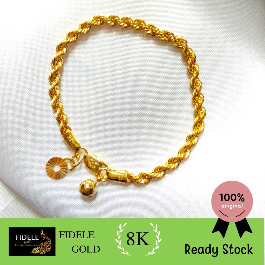 Gelang Bayi Korea Bell Variasi Gelang Anak Korea Emas Asli Kadar 375