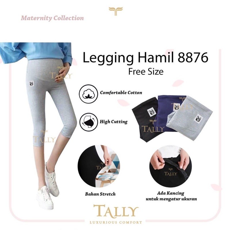 TALLY CELANA LEGGING HAMIL 8876 (ADA KANTONG PERUT) I FREE SIZE | PANJANG 3/4