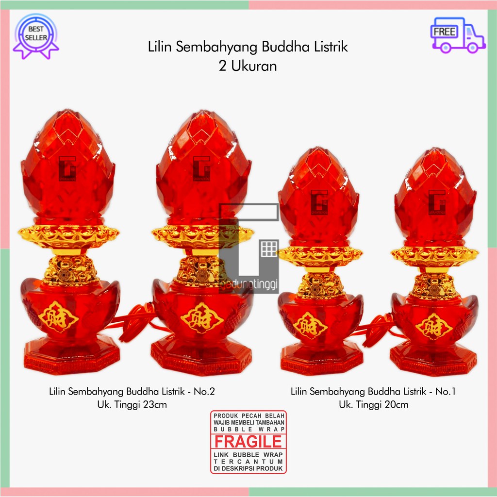 Bola Lampu Lilin Bohlam Led Cabe Lombok Merah Meja Altar Pelengkapan Sembahyang Sembayang Doa Baterai Batre Batrai Batrei Hemat Tenaga Energi Listrik Elektrik USB Charge Charger Power Bank Puja Suci Buddha Kuncup Bunga Teratai Lotus 1 Set Pasang Sepasang
