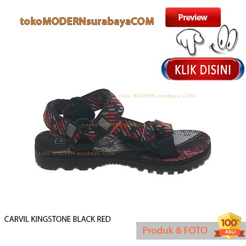 CARVIL KINGSTONE BLACK RED sandal anak sandal gunung flip flop