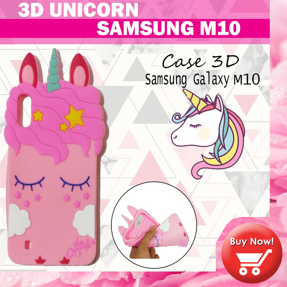 3D Cartoon Unicorn Case Samsung Galaxy M10 Softcase 4D Samsung M10 Silikon 3D Unicorn / Silikon