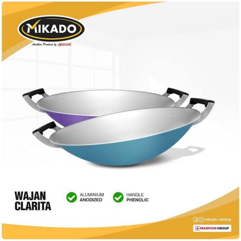 wajan clarita wok maspion mikado 30cm 33 cm 35cm / penggorengan clarita alcor  almunium anodizeb/ wajan warna pastel