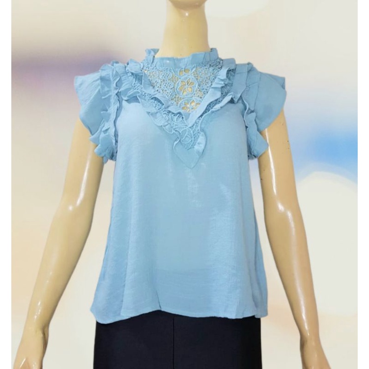 RUFFLE BLOUSE CASUAL BRANDED EXPORT TERMURAH