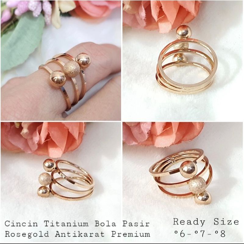 Cincin Susun 3 Bola Bola Pasir Anti Karat